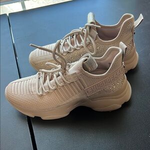 Steve Madden Bling Tan Sneakers with Breathable Knit and Stylish Sole